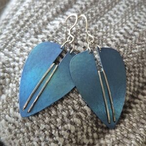 Torquoise Blue and Gold Metal Earrings Holy Yashi